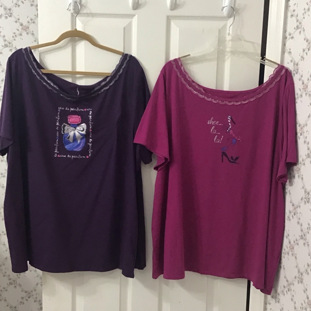 Serenada 2 Sleepwear Scoop Neck Tops Sz 3X or 26/28 W Shoe & Perfume Gals.
